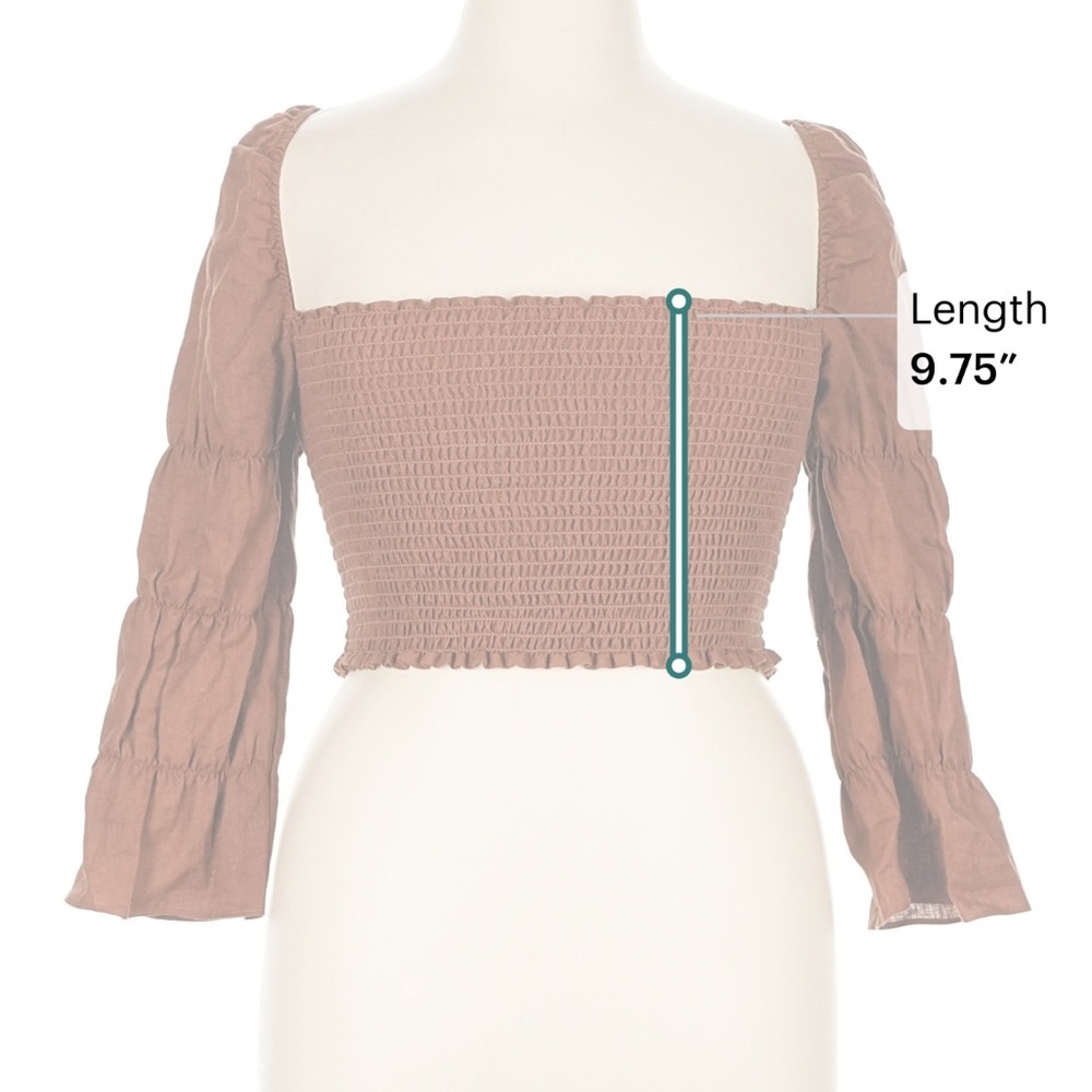 Reformation Brown Smocked Crop Top Size XL - Picture 6 of 7